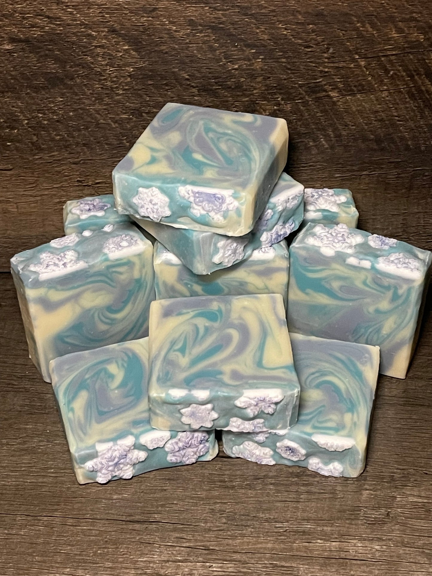 Frosty cold process soaps