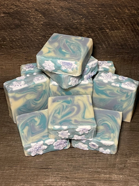 Frosty cold process soaps